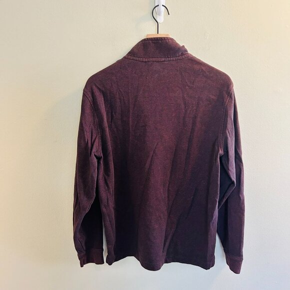 Van Heusen Flex Quarter Zip Pullover Size Medium Burgundy Sweater Long Sleeve - Picture 4 of 10